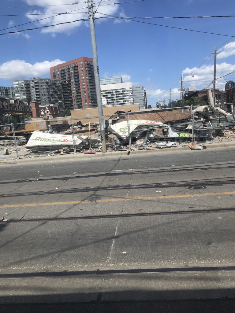 Photo of the remains of a demolished building